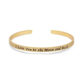 Stacka Brushed Brass Bangle I LOVE YOU 4MM Gold Plated