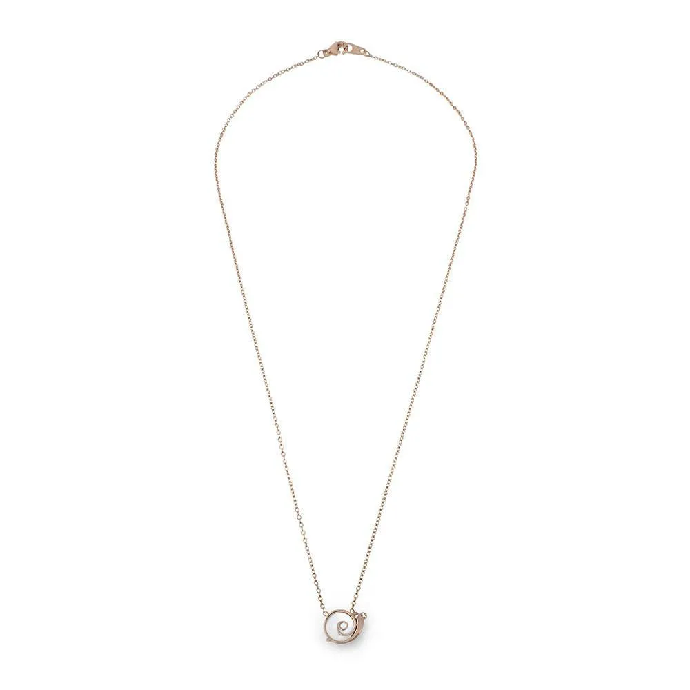 Stainless Steel Cross Snail MOP Necklace Rose Gold Plated