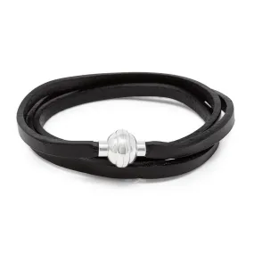 Stainless Steel Leather Wrap Bracelet Magnetic Ball