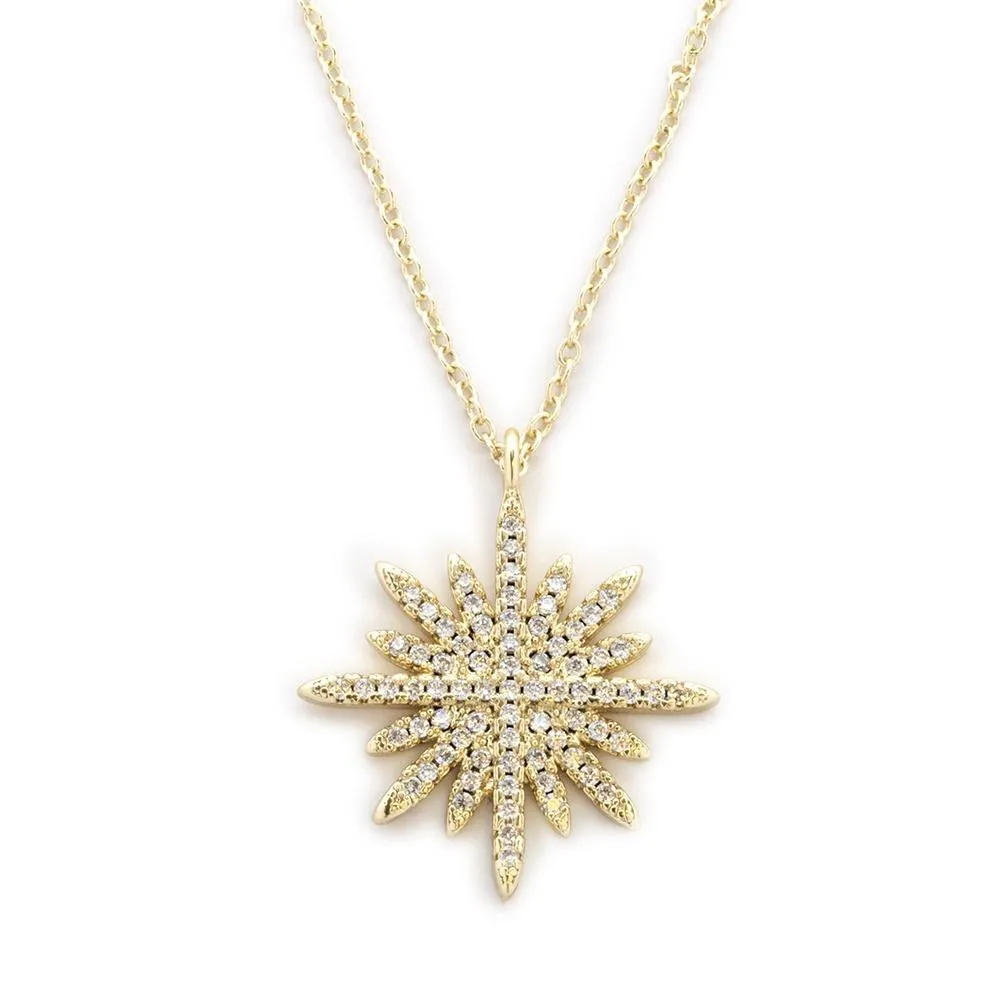 Star Bright Necklace CZ Pave Gold Tone