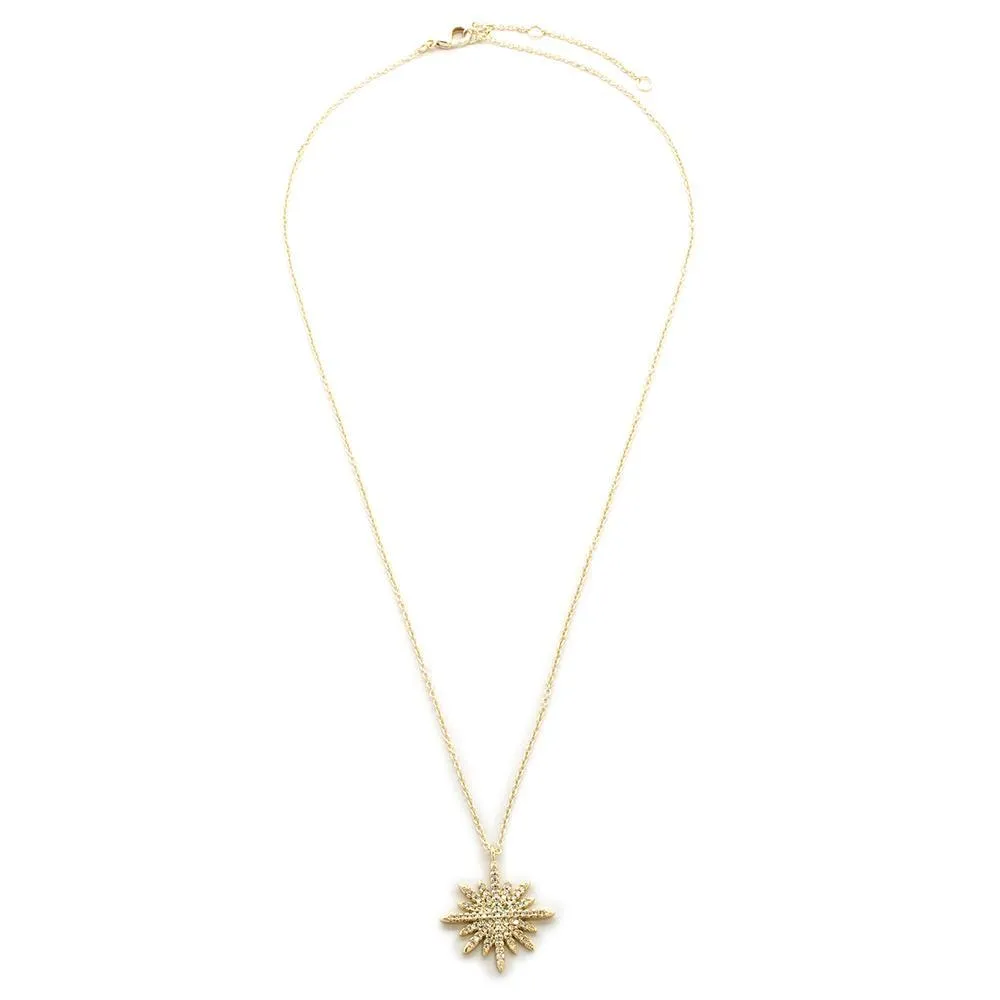 Star Bright Necklace CZ Pave Gold Tone