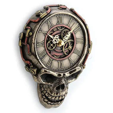 Steampunk Flat Skull Wall Clock