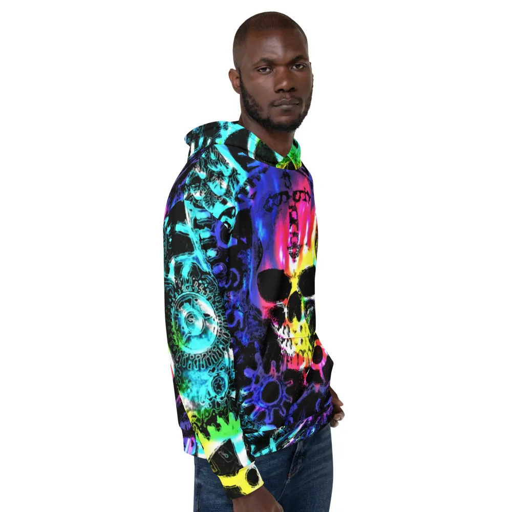 Steampunk Skull Tie Dye Unisex Hoodie