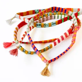 Striped Tile Bracelet With Tassel