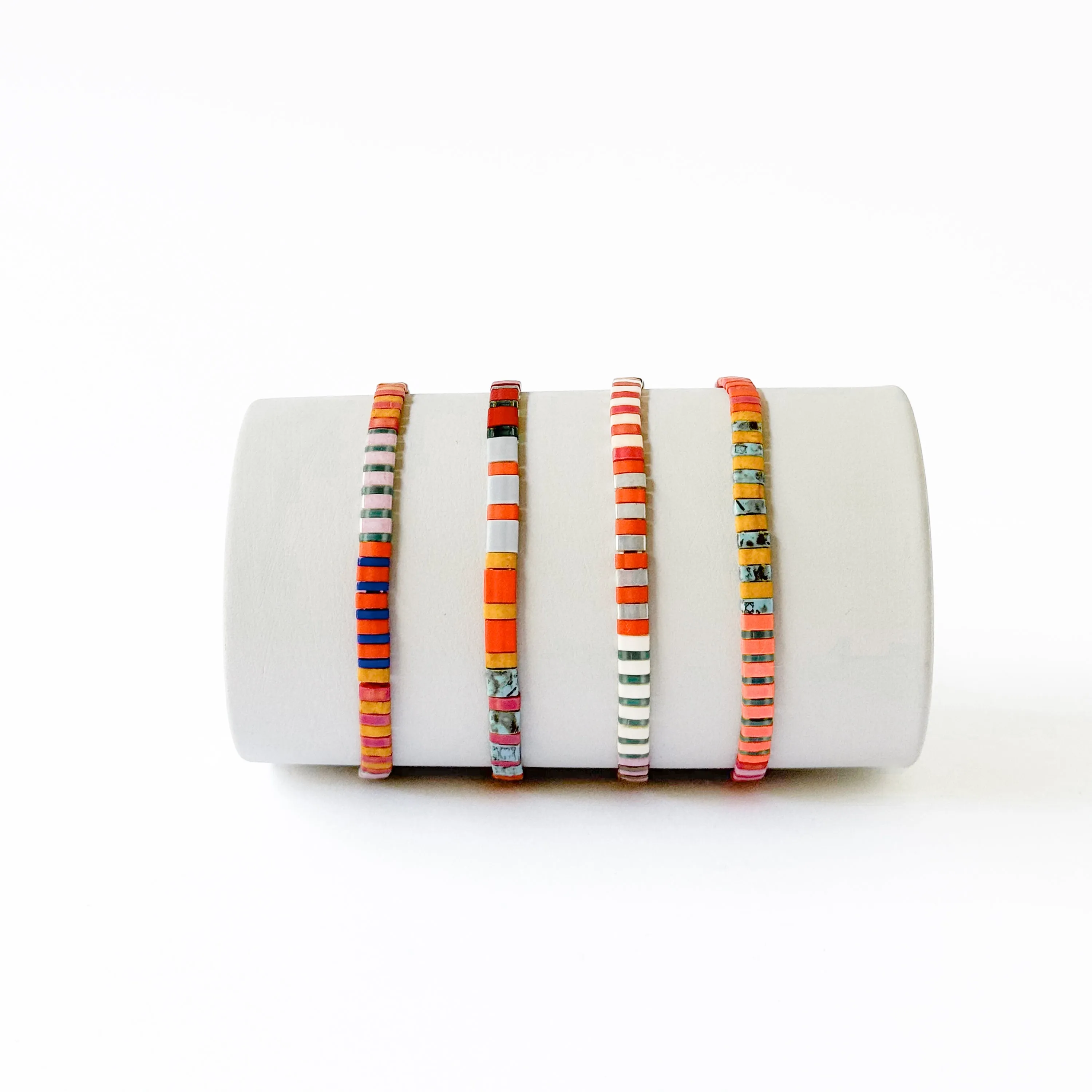 Striped Tile Bracelet With Tassel