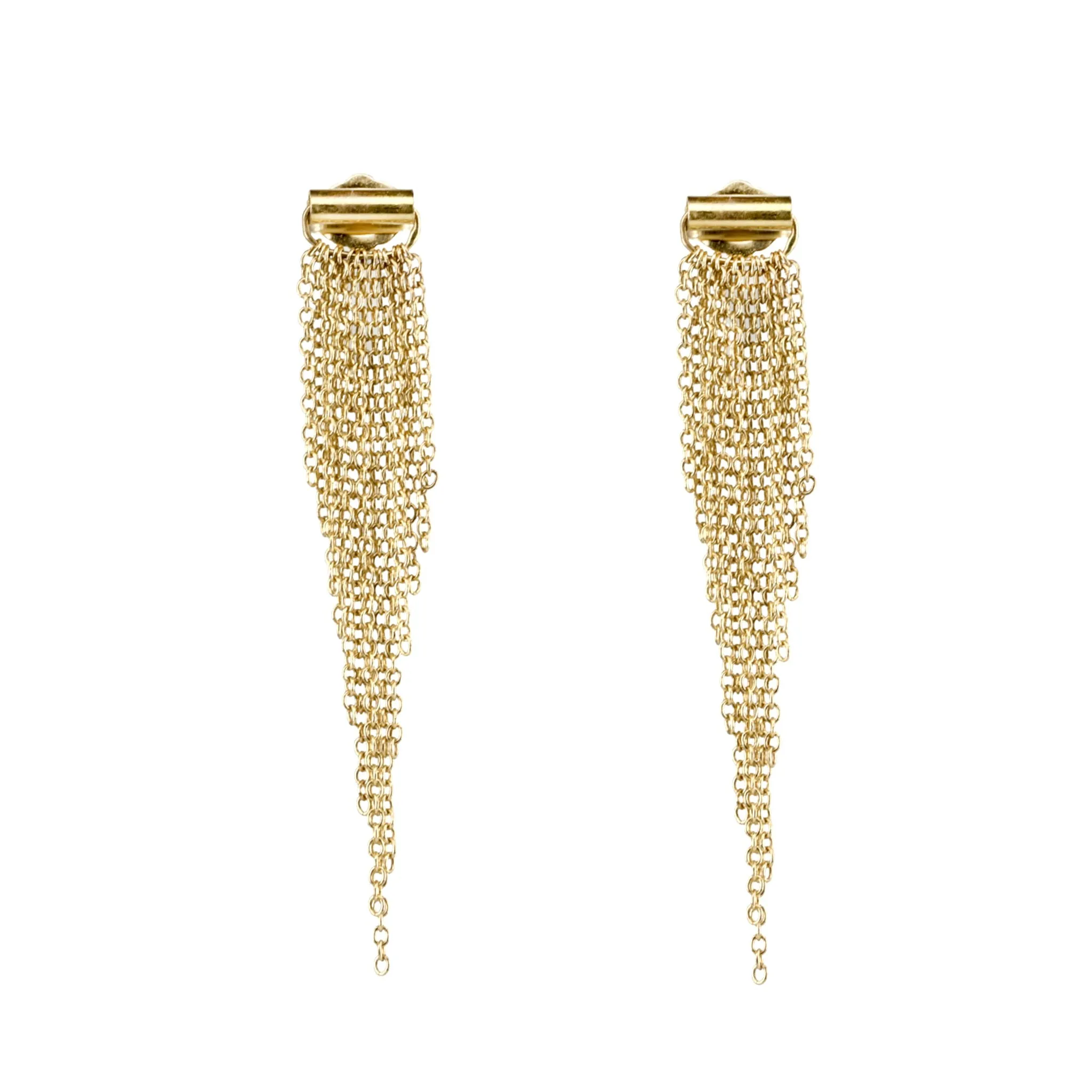 Swimsuit 14 Karat Yellow Gold Multi-Length Draping Chain Earrings - 1.5 Length