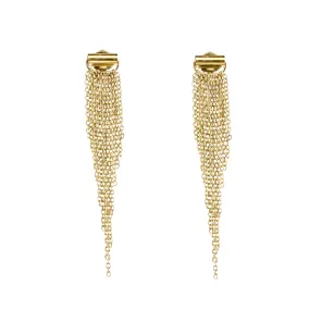 Swimsuit 14 Karat Yellow Gold Multi-Length Draping Chain Earrings - 1.5 Length