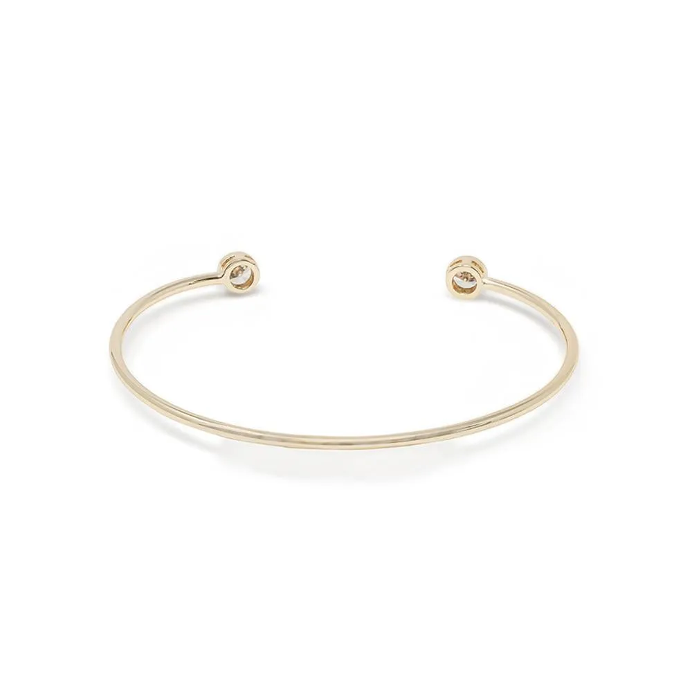 Thin Bangle Gold Plated with Two CZs