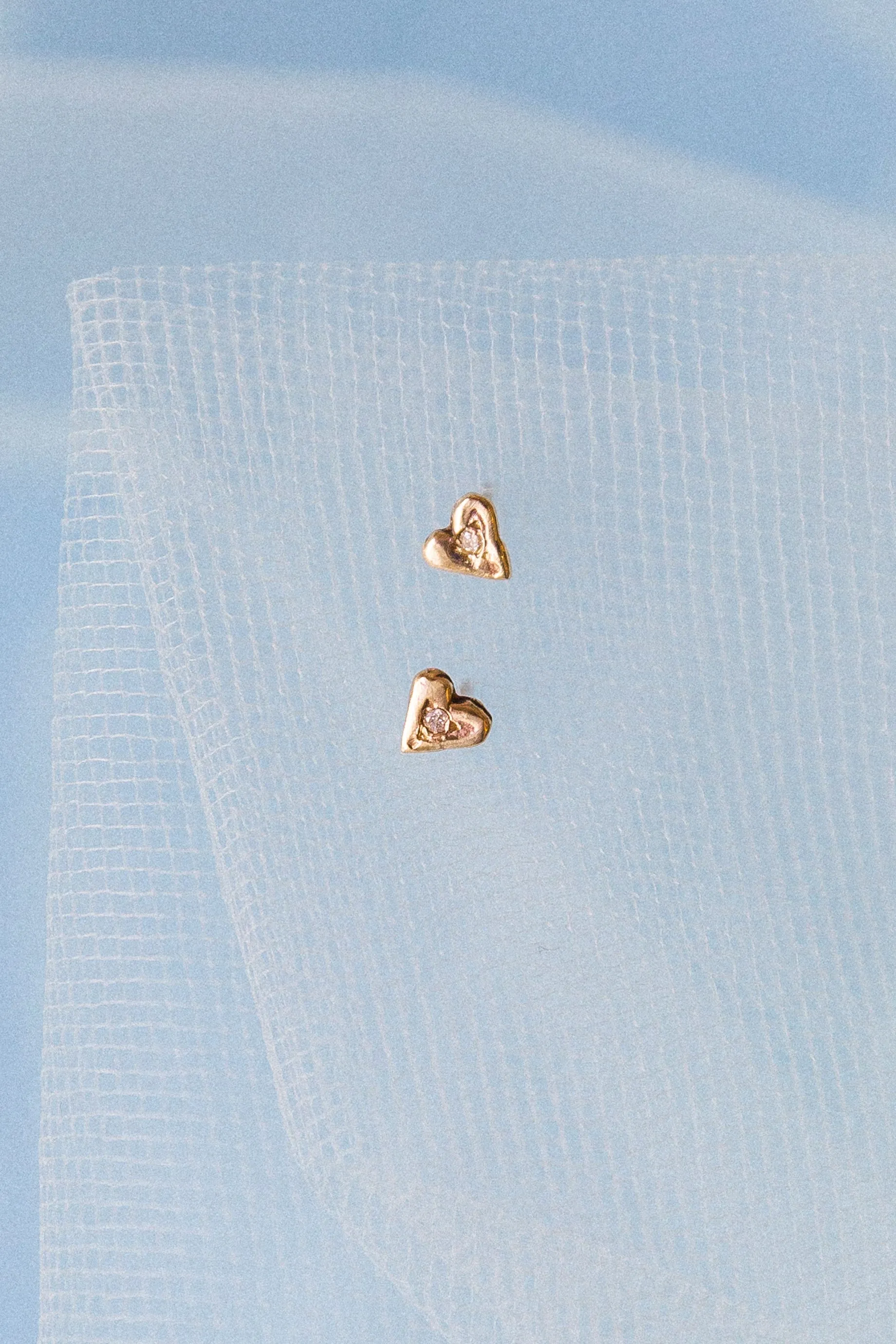 Tiny Heart Studs with Diamonds