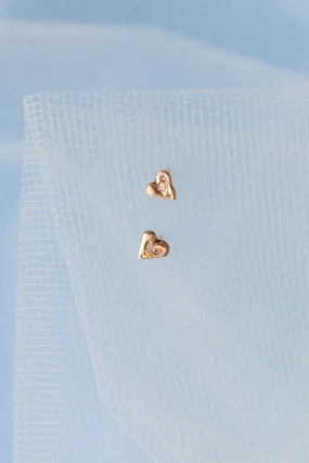 Tiny Heart Studs with Diamonds