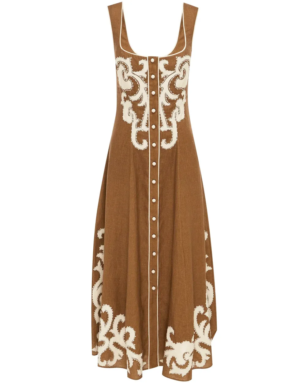 Tobacco Applique Ruby Midi Dress