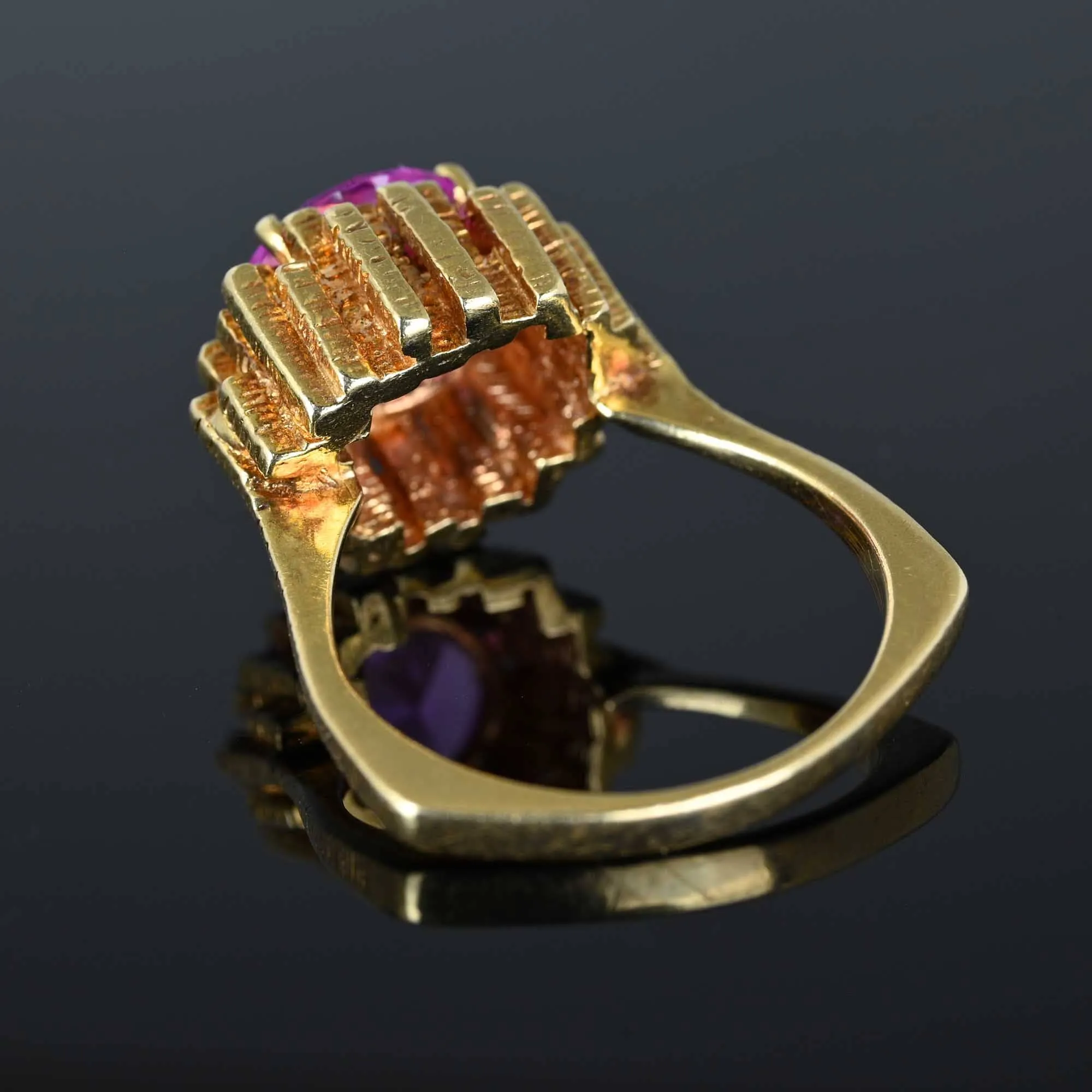 Ultra Modern Brutalist 14K Gold Pink Spinel Cocktail Ring