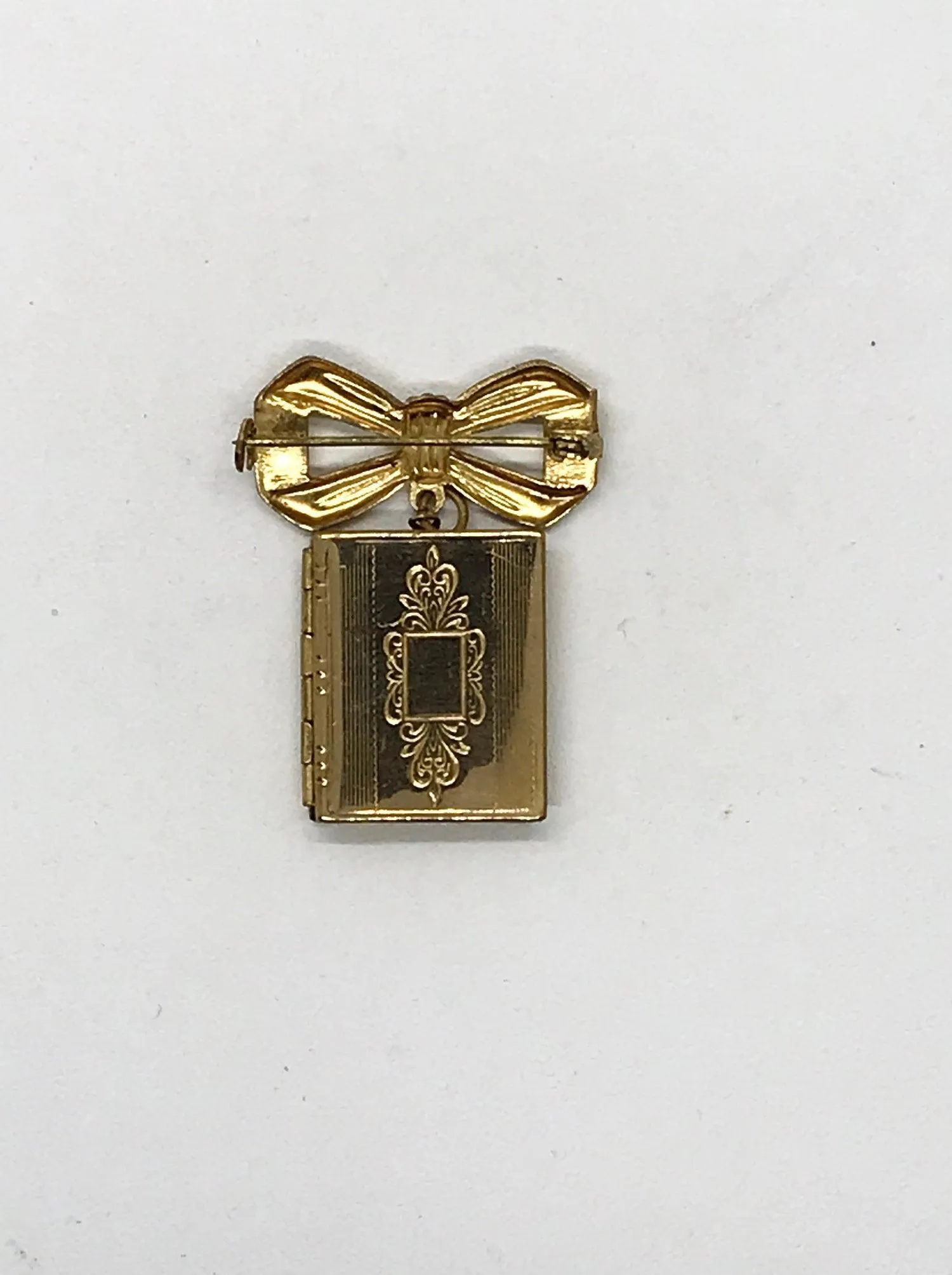 Vintage Bow and Dangle Locket Brooch