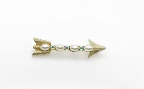 Vintage Pearl and Rhinestone Coro Arrow Brooch