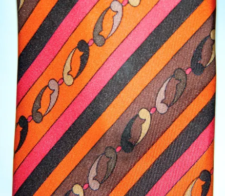 vintage PUCCI tie orange brown silk 1960s Emilio Pucci necktie