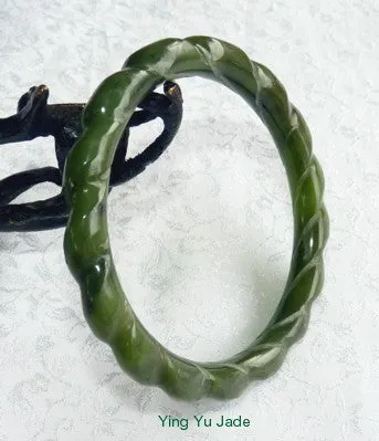 Vintage Rare Classic Swirl Nephrite Jade Bangle 60mm (V1292)