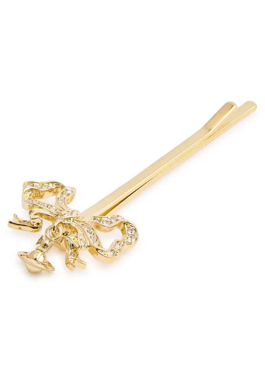 VIVIENNE WESTWOOD Bow crystal-embellished hair clip  -                         -                     -                