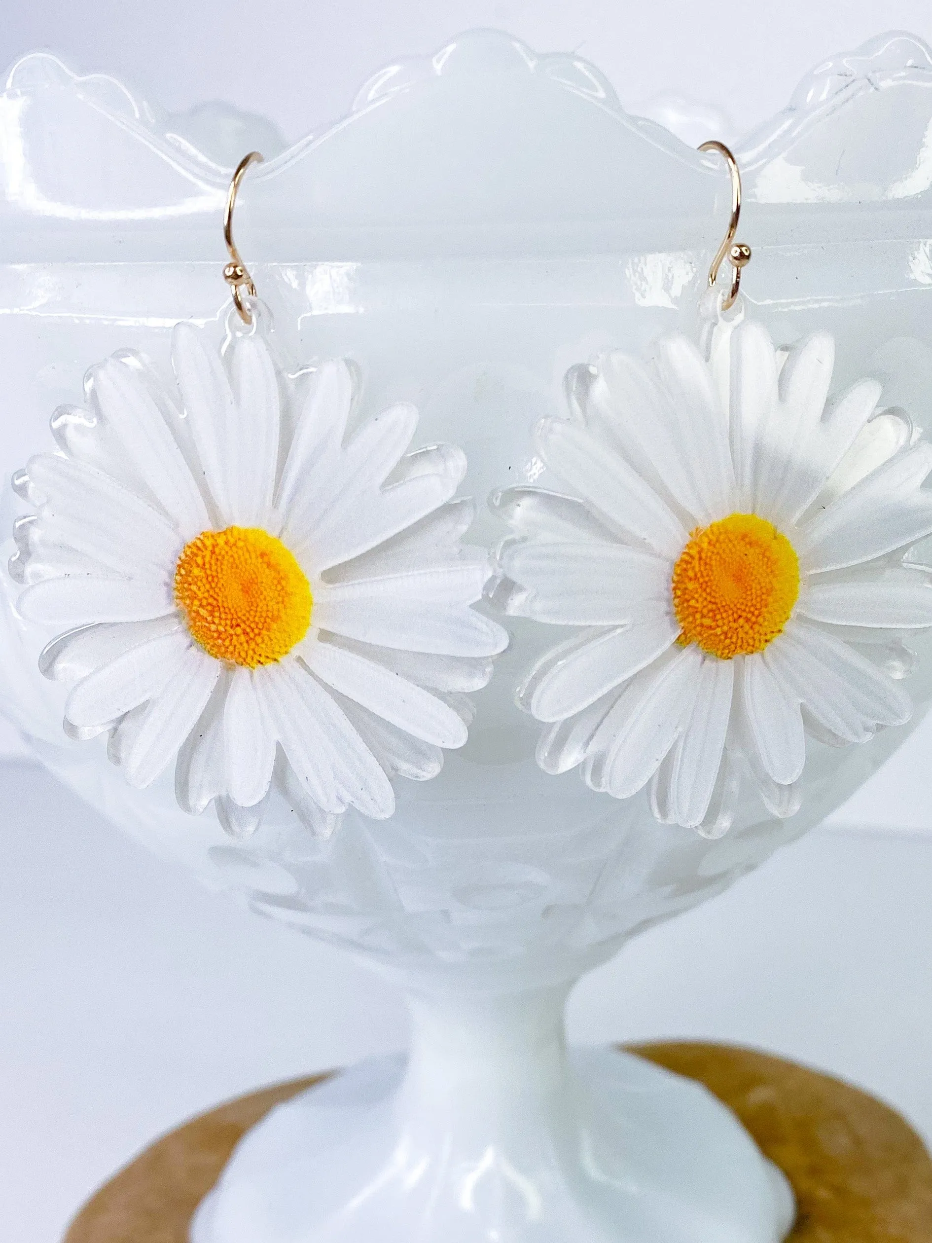 White Daisy Earring