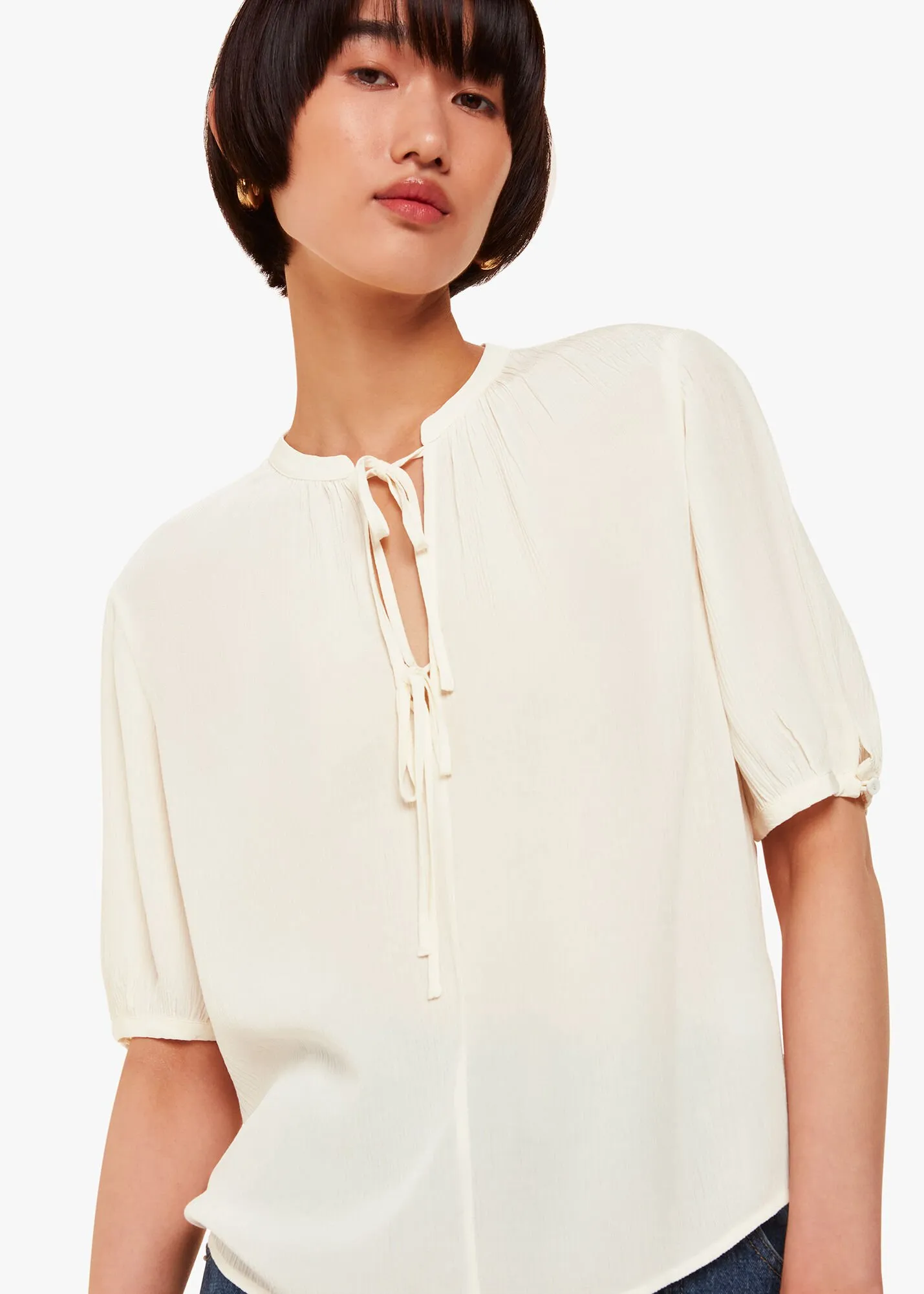 White Jessie Tie Front Blouse