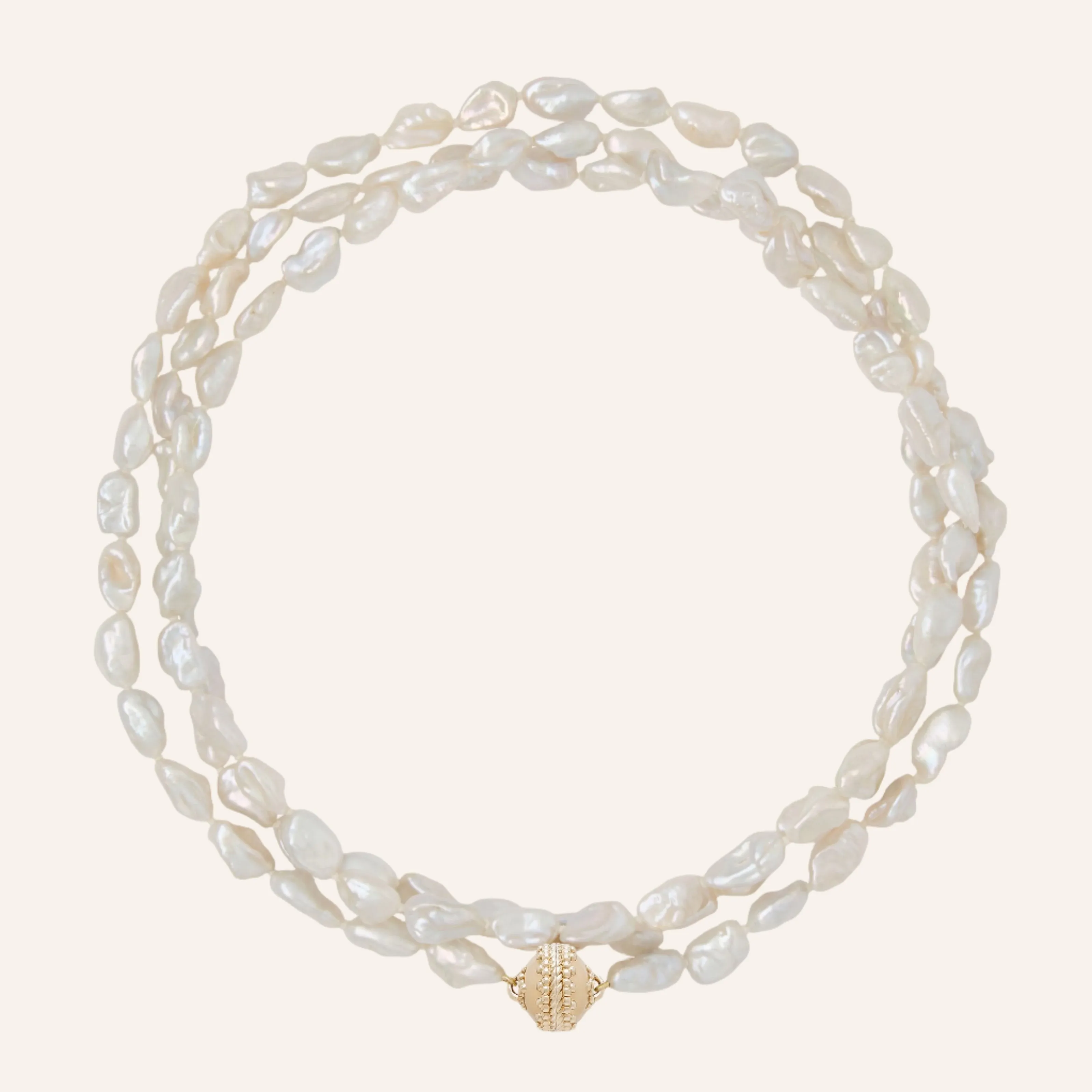 White Keshi Pearl Opera Length Necklace