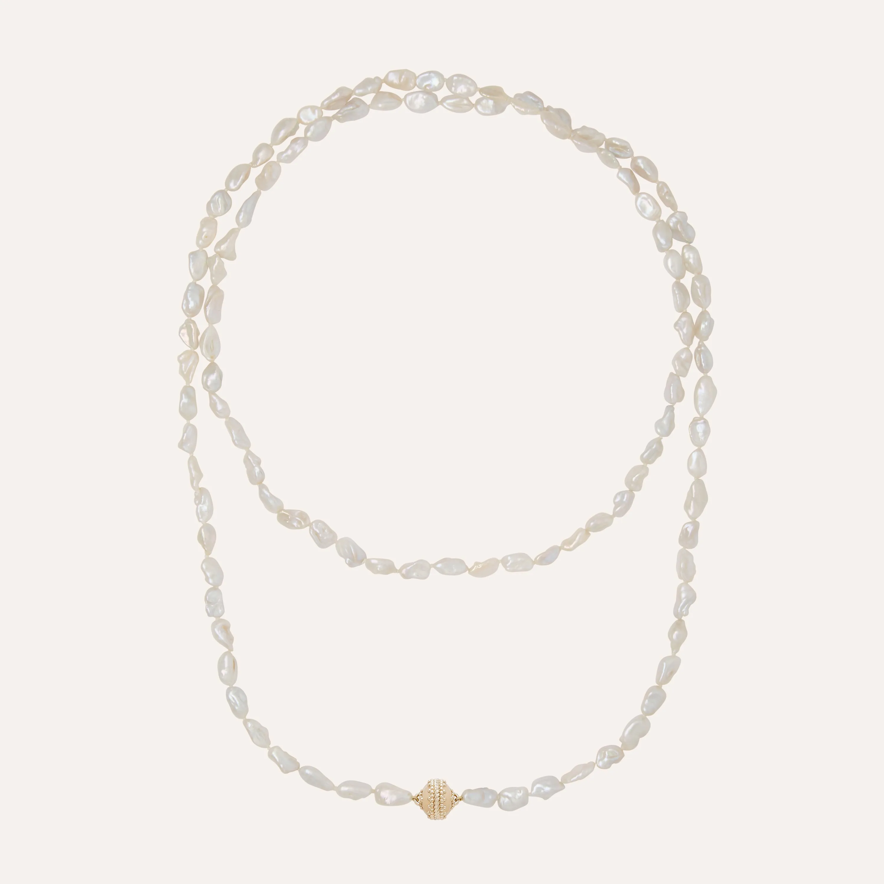 White Keshi Pearl Opera Length Necklace