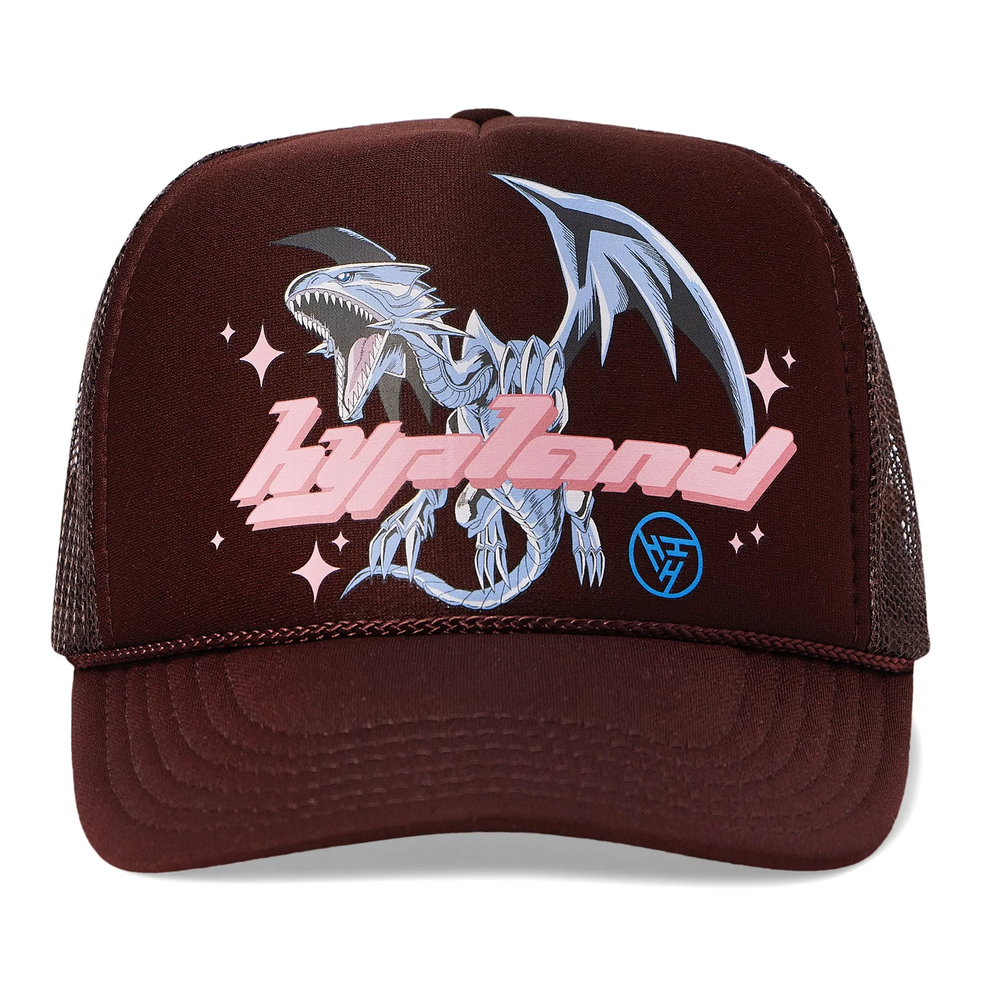 YUGIOH BLUE EYES TRUCKER HAT (BROWN)