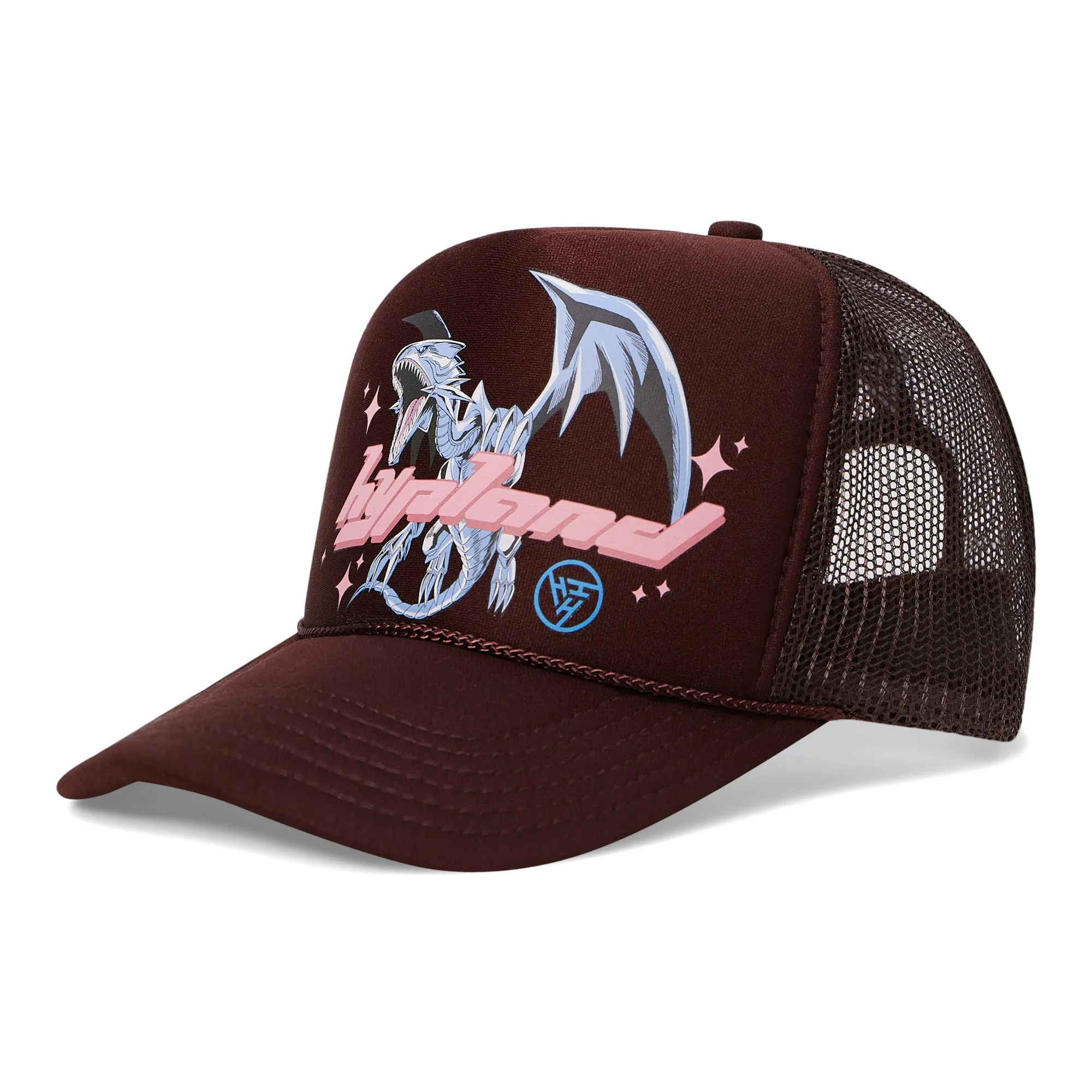 YUGIOH BLUE EYES TRUCKER HAT (BROWN)